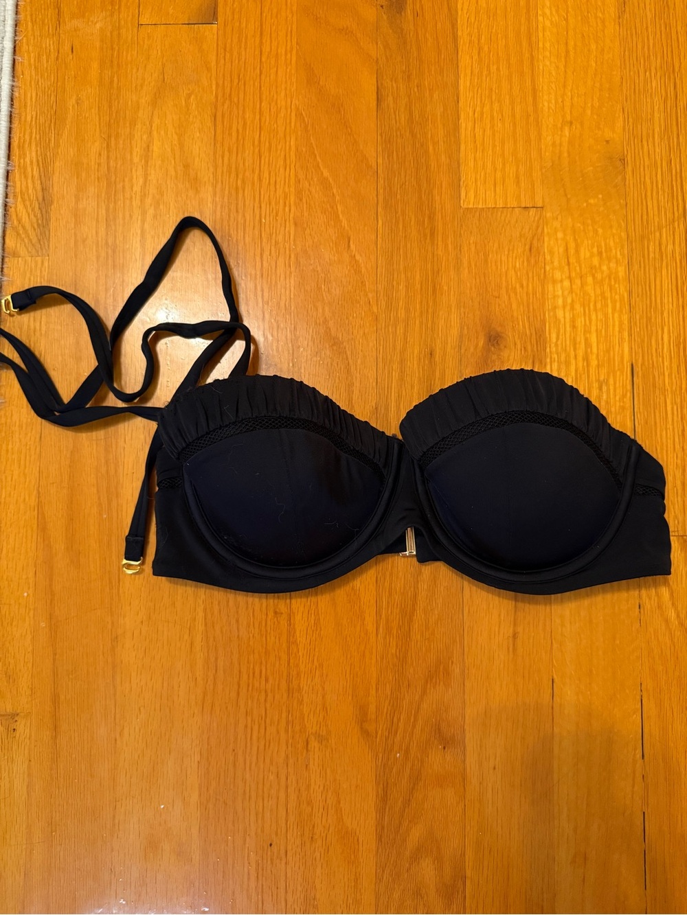 Victoria's Secret Black Strapless Bikini Top with Removable Straps